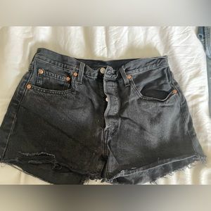 Levis 501 High Rise Shorts Cut Off Size 30 Black